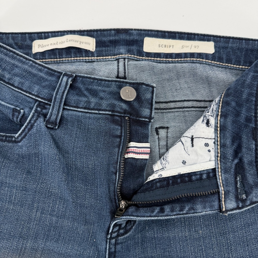 Pilcro and the Letterpress Jeans Women 27 Blue Solid Tencel Blend Script Skinny